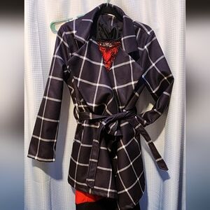 Black and White Wrap Coat